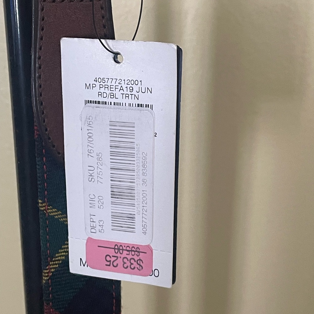 Ralph Lauren Tartan belt with leather accents - Picture 5 of 10